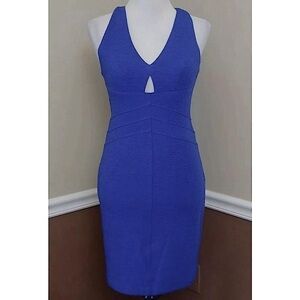 Textured Royal Blue Racerback Cutout Short Bodycon Dress Ark & Co from ModCloth